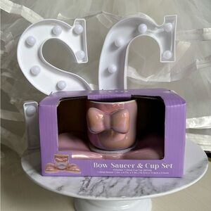 Pink Bow Saucer & Cup Set